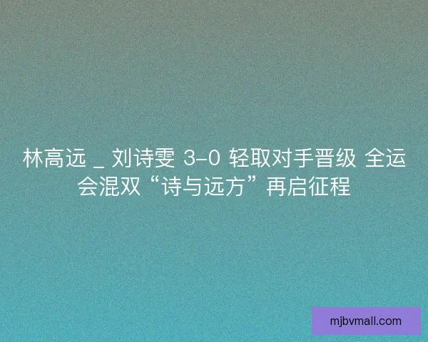 林高远 _ 刘诗雯 3-0 轻取对手晋级 全运会混双 “诗与远方” 再启征程