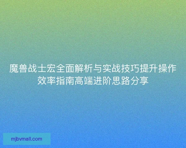 魔兽战士宏全面解析与实战技巧提升操作效率指南高端进阶思路分享