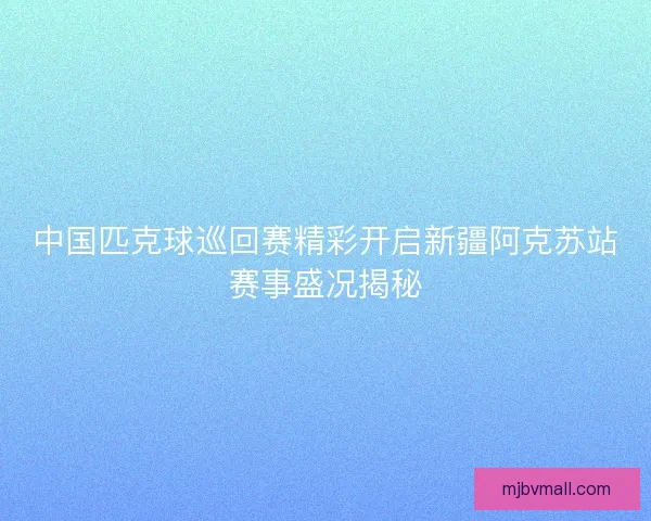 中国匹克球巡回赛精彩开启新疆阿克苏站赛事盛况揭秘